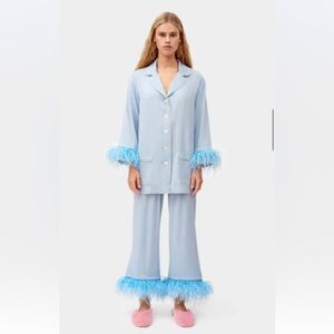 Sleeper NWT Party Pajamas Set with Detachable Feathers in Dust Blue S